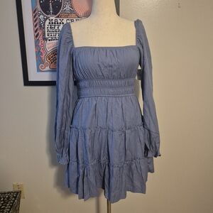 Blue Long Sleeve Mini Dress Altr'd State Size L Fits Medium NWT